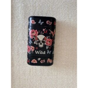 Wild Refillable Deodorant Case Women OS Black Excellent Skull Floral Butterfly